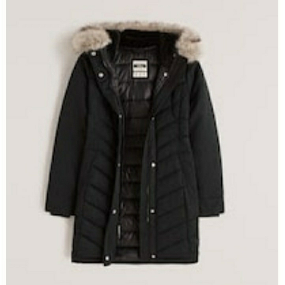 Abercrombie & Fitch Ultra Mid Parka, Black, Size M